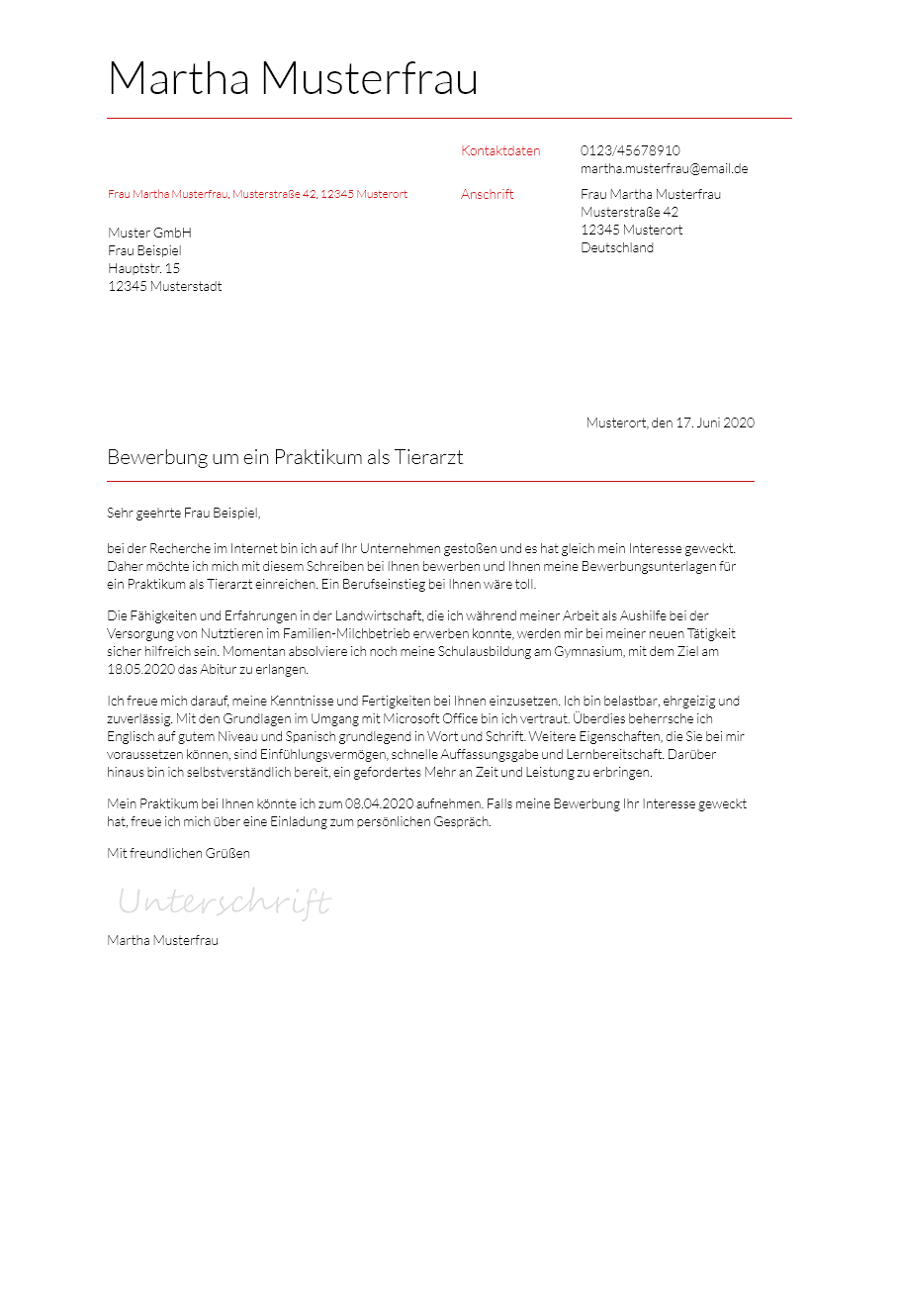 Anschreiben Schuelerpraktikum erstellen